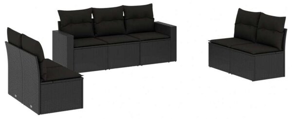 VidaXL 7 részes Kerti Ülőgarnitúra - Fekete Polyrattan