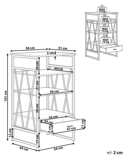 Háromszintes polcos elem KEENE 101 cm Tópszín