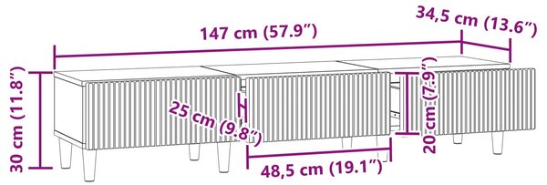 VidaXL TV szekrény fiókkal Fekete 147 x 34,5 x 30 cm Szerelt Fa