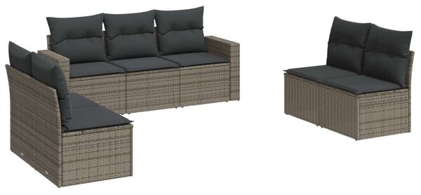 VidaXL Polyrattan Kerti Ülőgarnitúra - 7 részes - Szürke