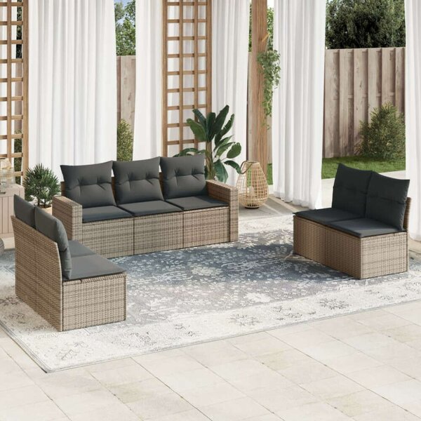 VidaXL Polyrattan Kerti Ülőgarnitúra - 7 részes - Szürke