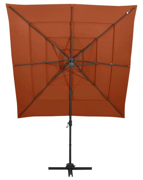 4 Szintes Napernyő - Terrakotta - 250x250 cm