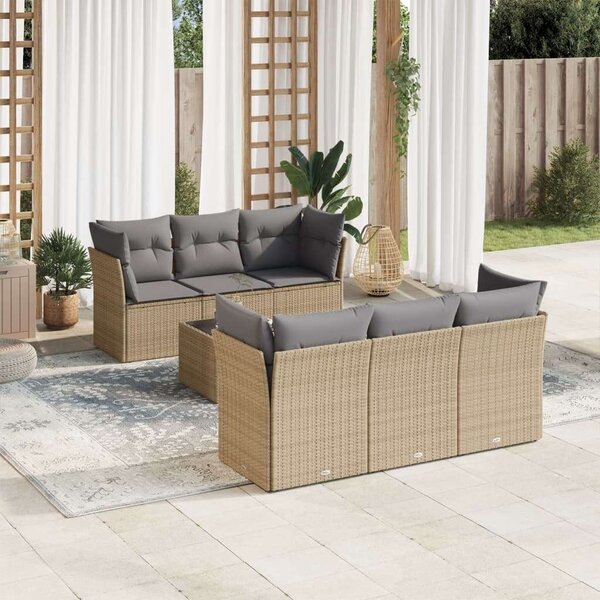 VidaXL Polyrattan Kerti Ülőgarnitúra - 7 részes - Bézs