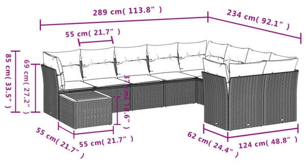 VidaXL Polyrattan Kerti Ülőgarnitúra - 10 részes