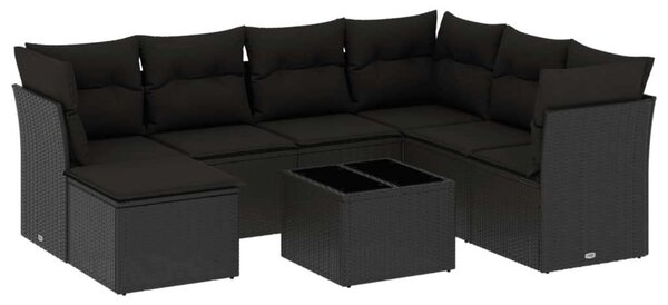 VidaXL Polyrattan Kerti Ülőgarnitúra - 8 részes - Fekete