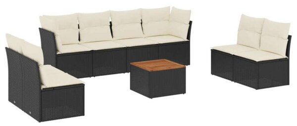 VidaXL Polyrattan Kerti Ülőgarnitúra - 9 részes - Fekete