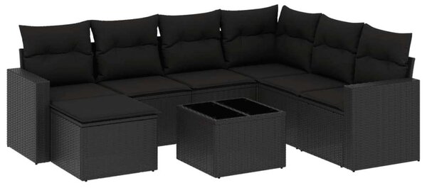 VidaXL Polyrattan Kerti Ülőgarnitúra - 8 részes - Fekete