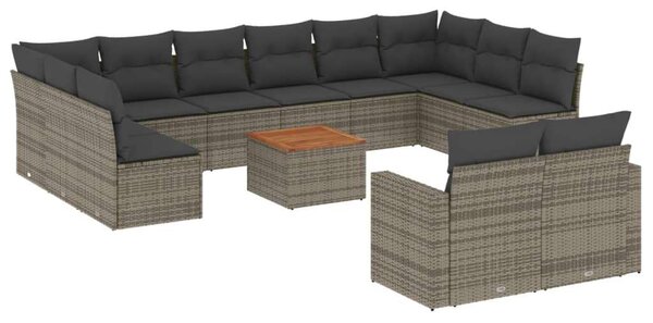 VidaXL Polyrattan Kerti Ülőgarnitúra - 13 részes - Szürke