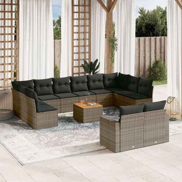 VidaXL Polyrattan Kerti Ülőgarnitúra - 13 részes - Szürke