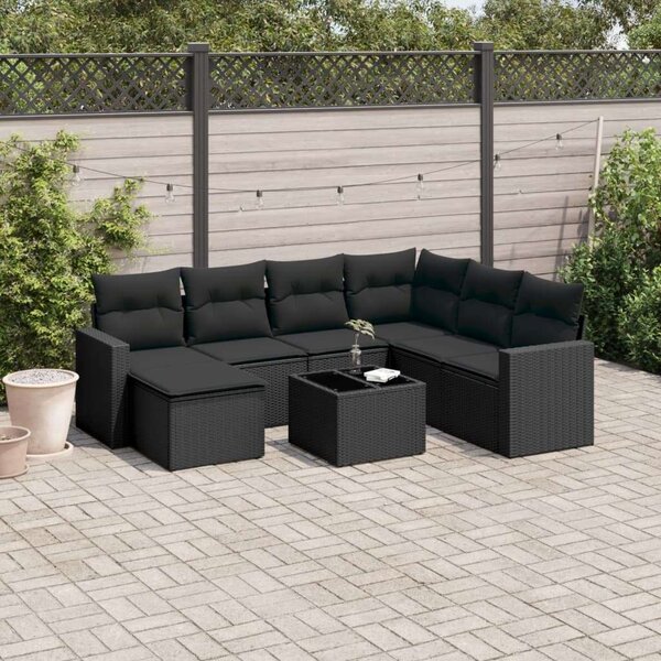VidaXL Polyrattan Kerti Ülőgarnitúra - 8 részes - Fekete