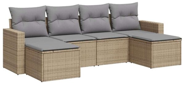 VidaXL Polyrattan Kerti Ülőgarnitúra - 6 részes - Bézs