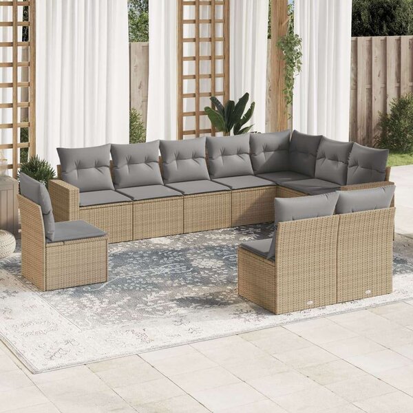 VidaXL Polyrattan Kerti Ülőgarnitúra - 10 részes - Bézs
