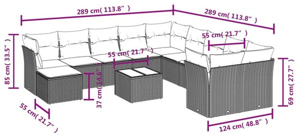 VidaXL Polyrattan Kerti Ülőgarnitúra - 12 részes - Bézs