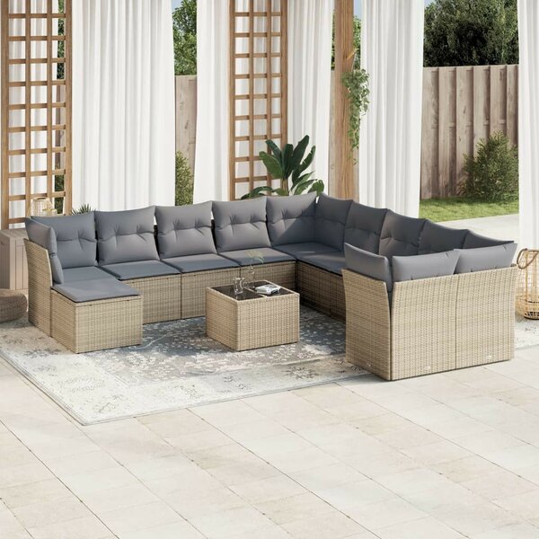 VidaXL Polyrattan Kerti Ülőgarnitúra - 12 részes - Bézs