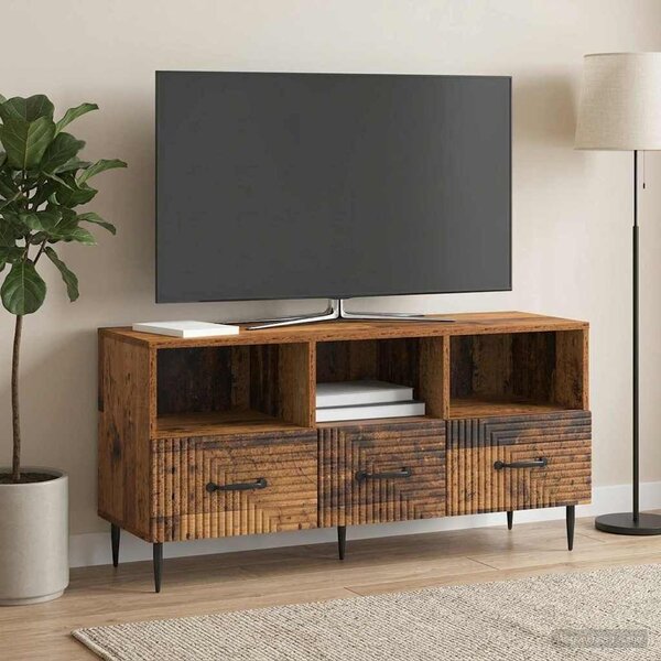 VidaXL TV szekrény fiókkal Antik Fa 102 x 34,5 x 50 cm Szerelt Fa
