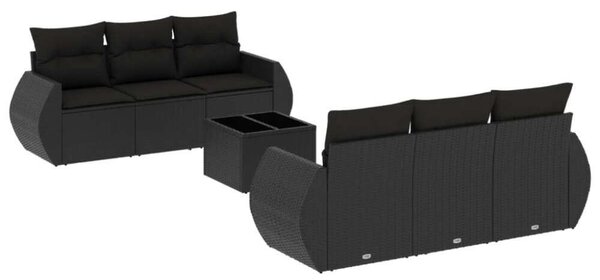 VidaXL Polyrattan Kerti Ülőgarnitúra - 7 részes - Fekete