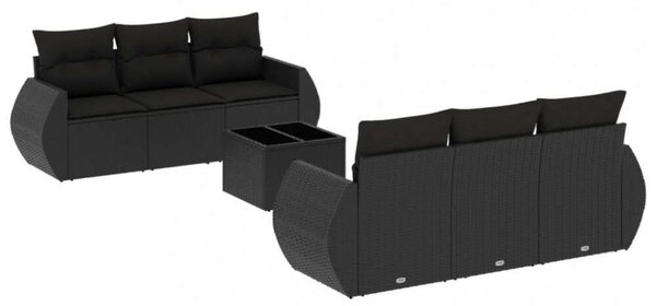 VidaXL Polyrattan Kerti Ülőgarnitúra - 7 részes - Fekete