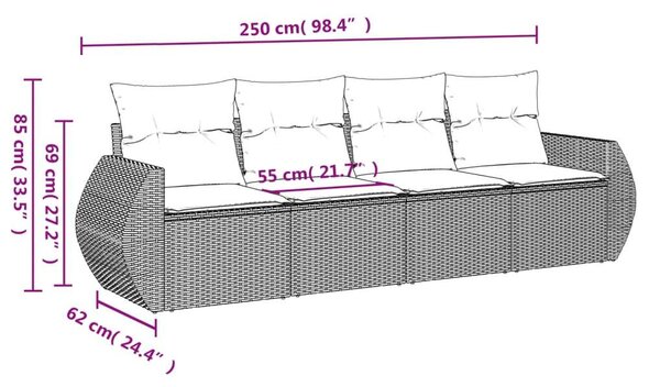 VidaXL Polyrattan Kerti Ülőgarnitúra - 4 részes - Bézs