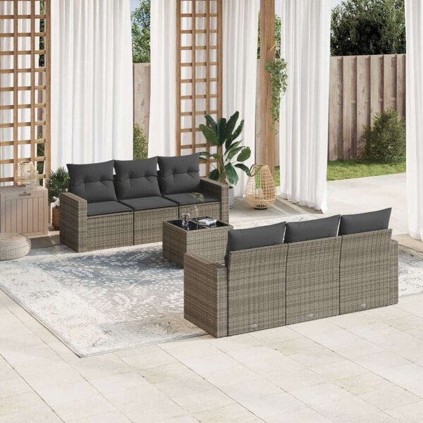 VidaXL Polyrattan Kerti Ülőgarnitúra - 7 részes, Szürke