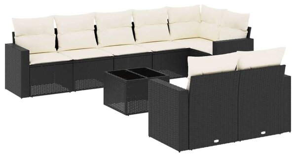 VidaXL Polyrattan Kerti Ülőgarnitúra - 9 részes - Fekete