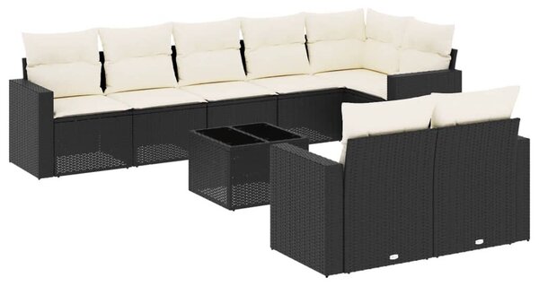 VidaXL Polyrattan Kerti Ülőgarnitúra - 9 részes - Fekete