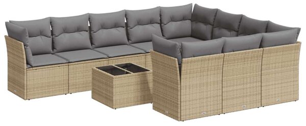 VidaXL 11 részes bézs polyrattan kerti ülőgarnitúra párnákkal
