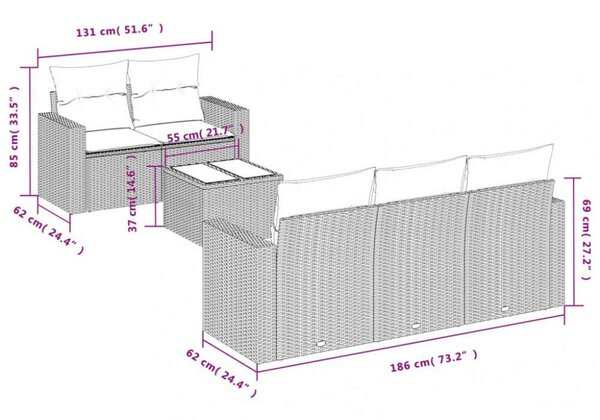 VidaXL Polyrattan Kerti Ülőgarnitúra - 6 részes - Bézs
