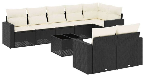 VidaXL Polyrattan Kerti Ülőgarnitúra - 9 részes - Fekete