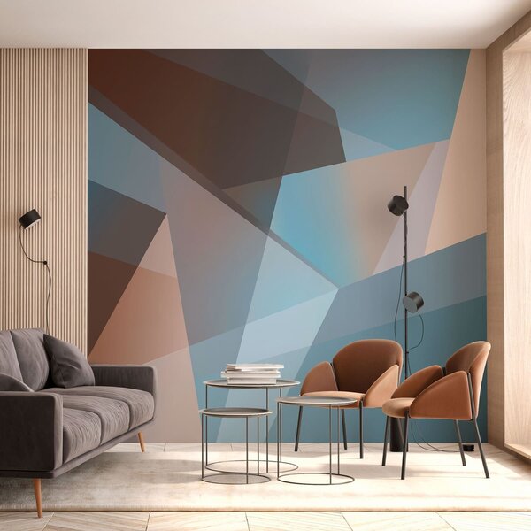 Fotótapéta absztrakt geometria kék és barna árnyalatokban, Fotótapéta absztrakt, w05064 : Uwalls.hu