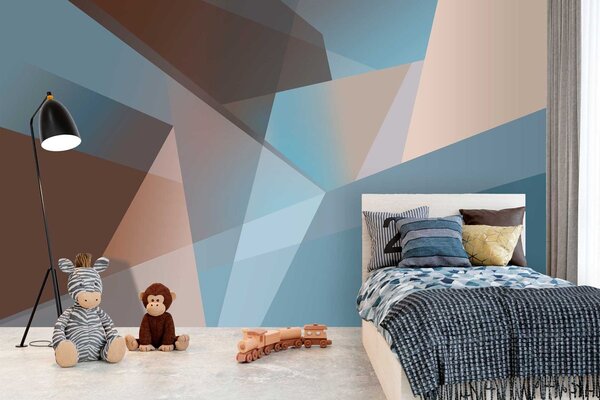 Fotótapéta absztrakt geometria kék és barna árnyalatokban, Fotótapéta absztrakt, w05064 : Uwalls.hu