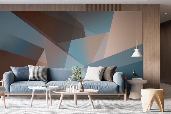 Fotótapéta absztrakt geometria kék és barna árnyalatokban, Fotótapéta absztrakt, w05064 : Uwalls.hu