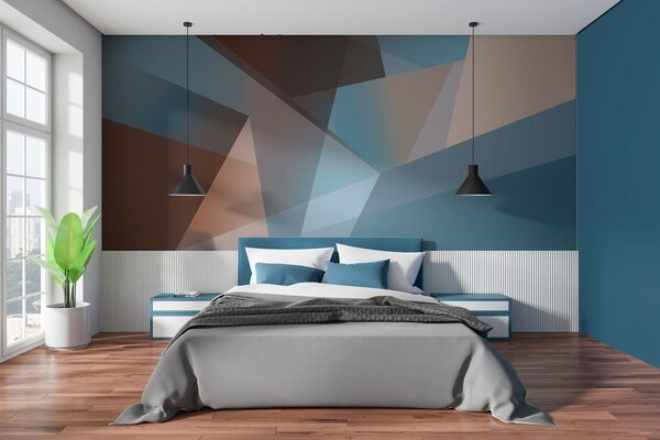 Fotótapéta absztrakt geometria kék és barna árnyalatokban, Fotótapéta absztrakt, w05064 : Uwalls.hu