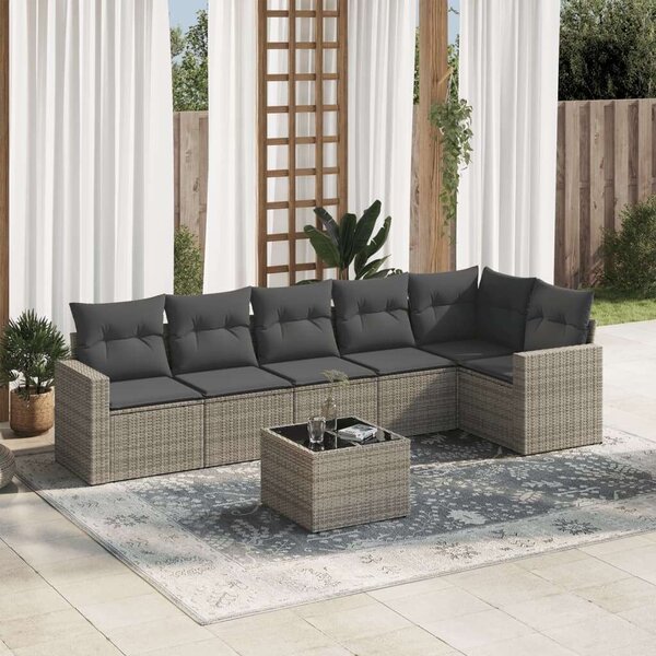 VidaXL Polyrattan Kerti Ülőgarnitúra - 7 részes - Szürke