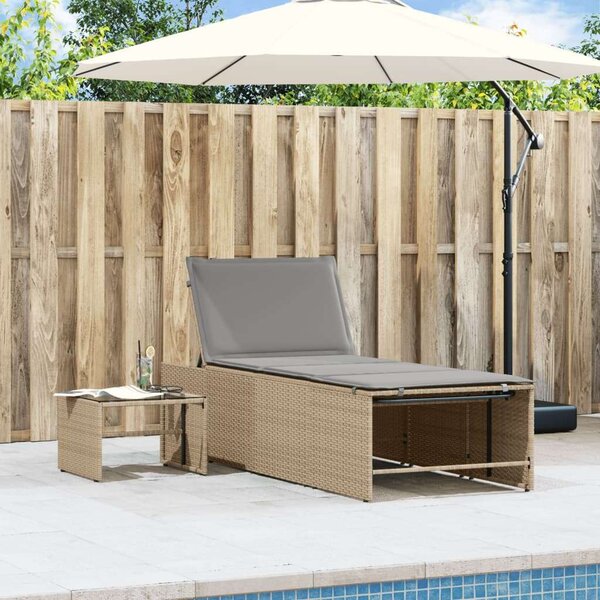 VidaXL Polyrattan Napozóágy Szett - 2 db + Asztal
