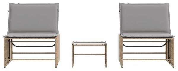 VidaXL Polyrattan Napozóágy Szett - 2 db + Asztal