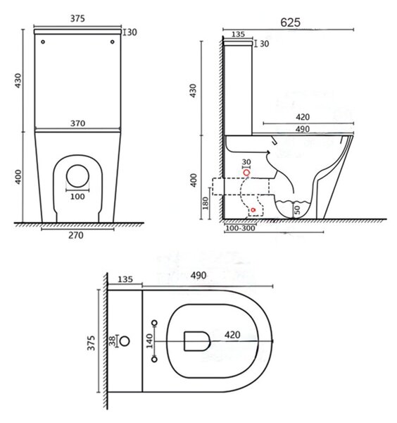 Paulo rimless WC kombi alsó/hátsó kifolyással soft close ülőkével