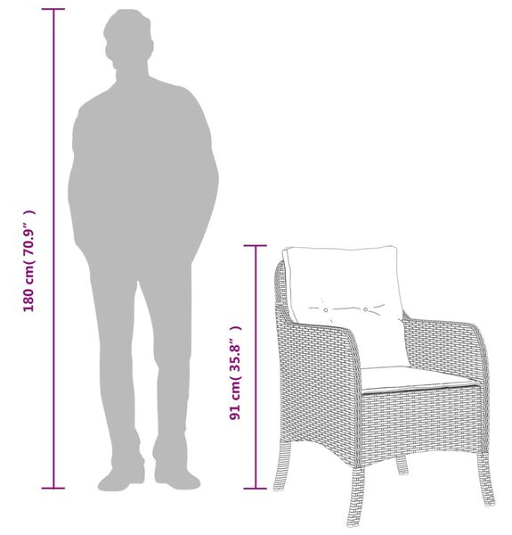 VidaXL Polyrattan Kerti Étkezőgarnitúra - 3 részes