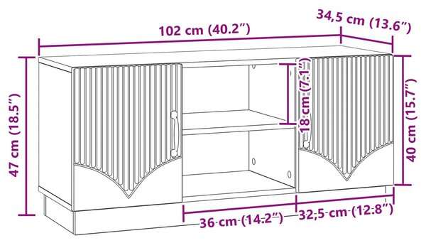 VidaXL TV szekrény Füstös Tölgy 102 x 34,5 x 47 cm Szerelt Fa