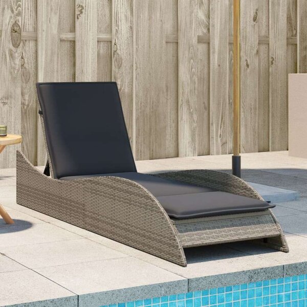 VidaXL Napozóágy - Polyrattan - Szürke - 205cm
