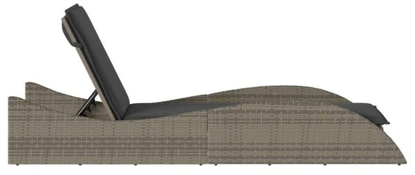VidaXL Napozóágy - Polyrattan - Szürke - 205cm