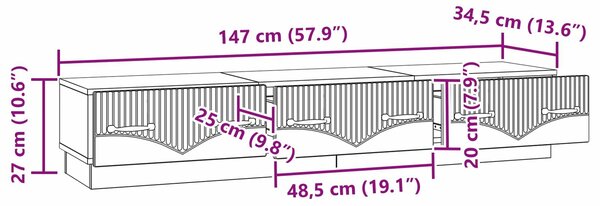 VidaXL TV szekrény fiókkal Fekete 147 x 34,5 x 27 cm Szerelt Fa