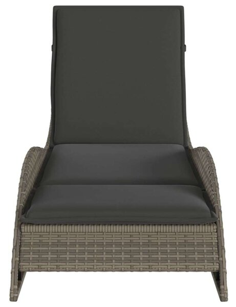 VidaXL Napozóágy - Polyrattan - Szürke - 205cm