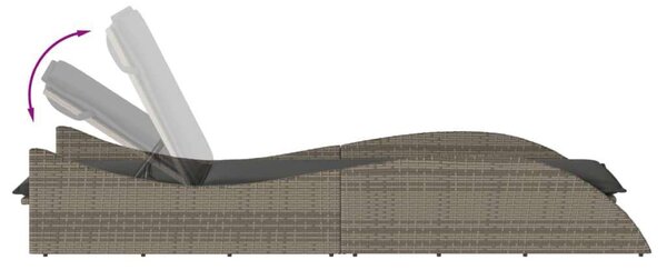 VidaXL Napozóágy - Polyrattan - Szürke - 205cm
