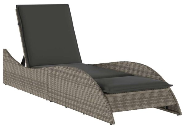 VidaXL Napozóágy - Polyrattan - Szürke - 205cm