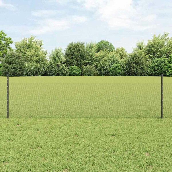 VidaXL Hatszögletű kerítés oszlopokkal 100 x 0,5 m PVC-bevonatos acél