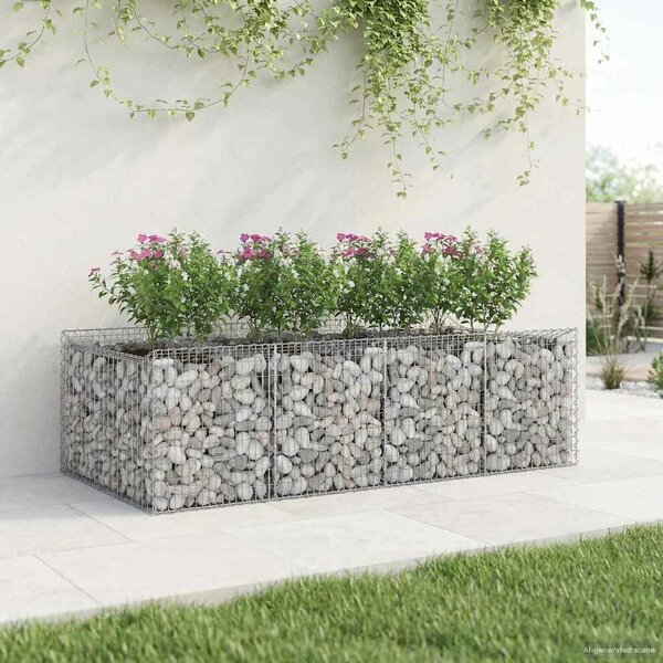 VidaXL Gabion emelt ágy 2 db 200 x 100 x 60 cm Horganyzott Acél Ezüst