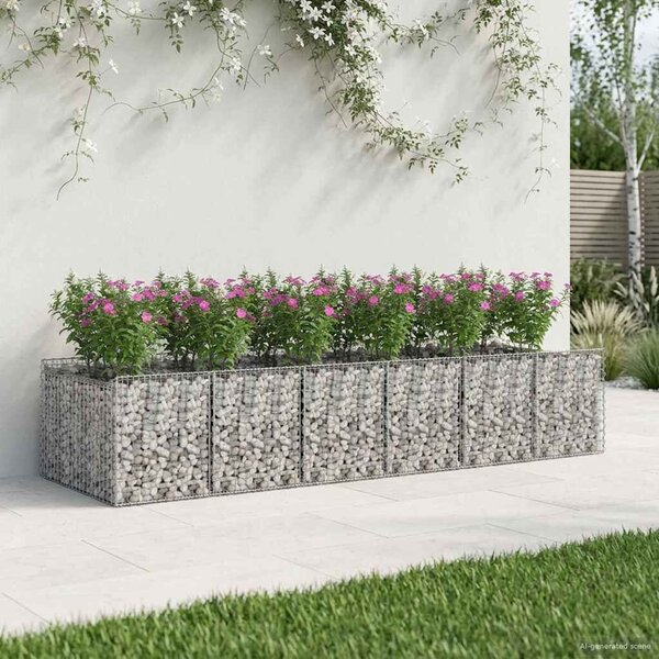 VidaXL Gabion emelt ágy 2 db 300 x 100 x 60 cm Horganyzott Acél Ezüst