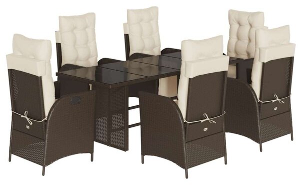 Polyrattan Kerti Étkezőgarnitúra - 7 részes - Barna