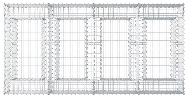 VidaXL Gabion emelt ágy 2 db 200 x 100 x 60 cm Horganyzott Acél Ezüst