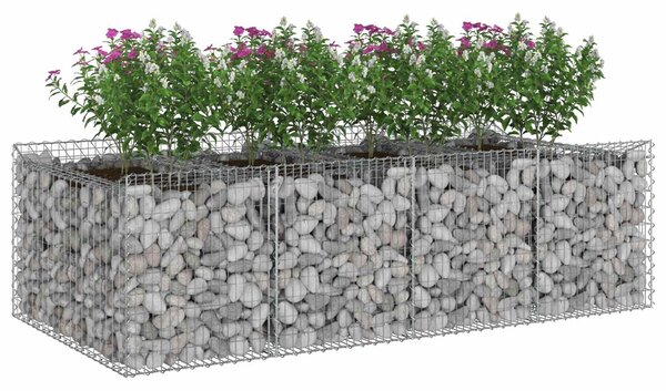 VidaXL Gabion emelt ágy 2 db 200 x 100 x 60 cm Horganyzott Acél Ezüst